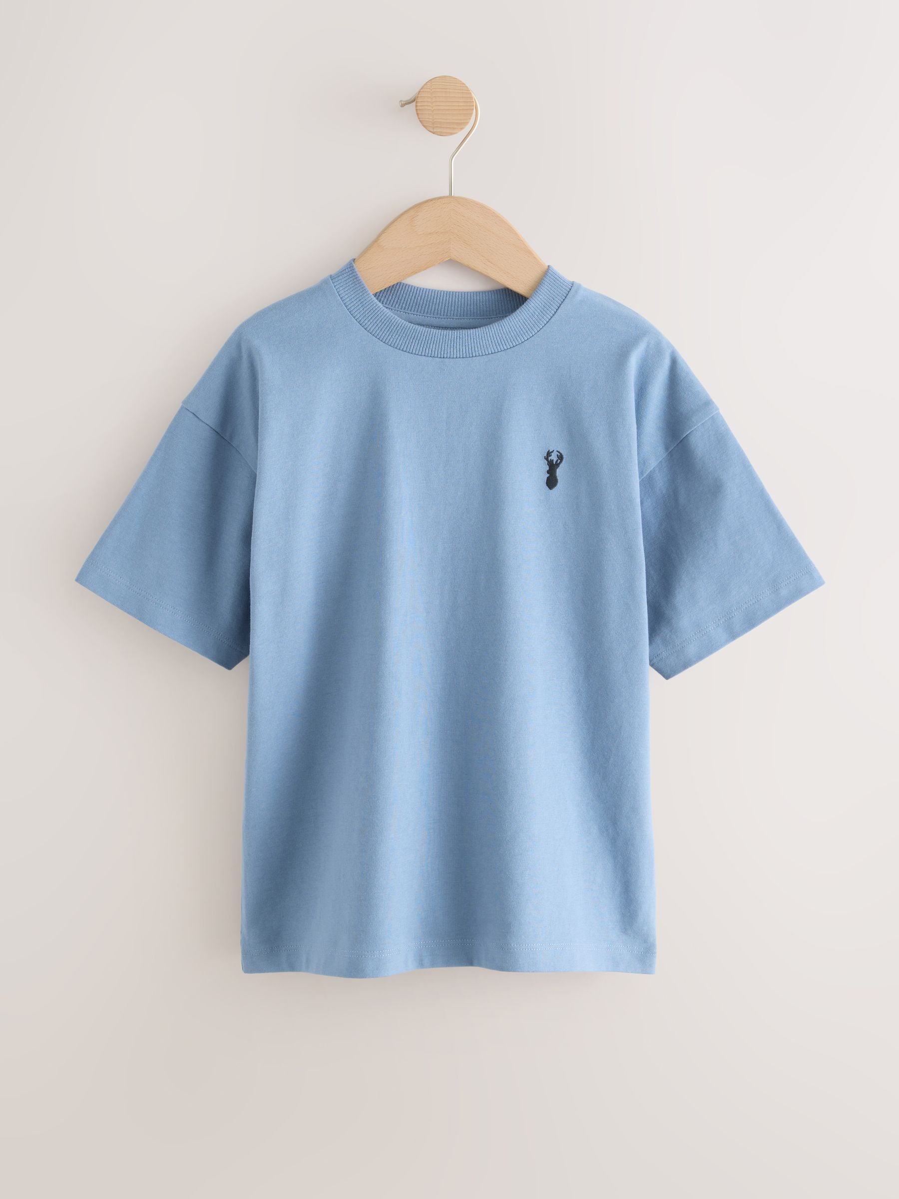 Dsiney Kidz - Mineral Green/Blue Short Sleeve Stag Embroidered T-Shirts 4 Pack (3-16yrs) image 2