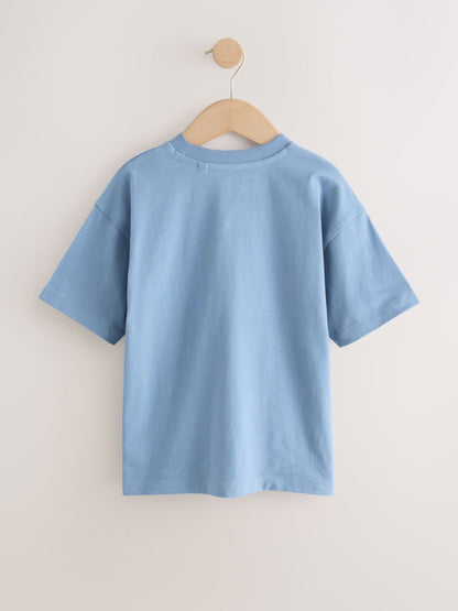 Dsiney Kidz - Mineral Green/Blue Short Sleeve Stag Embroidered T-Shirts 4 Pack (3-16yrs) image 3