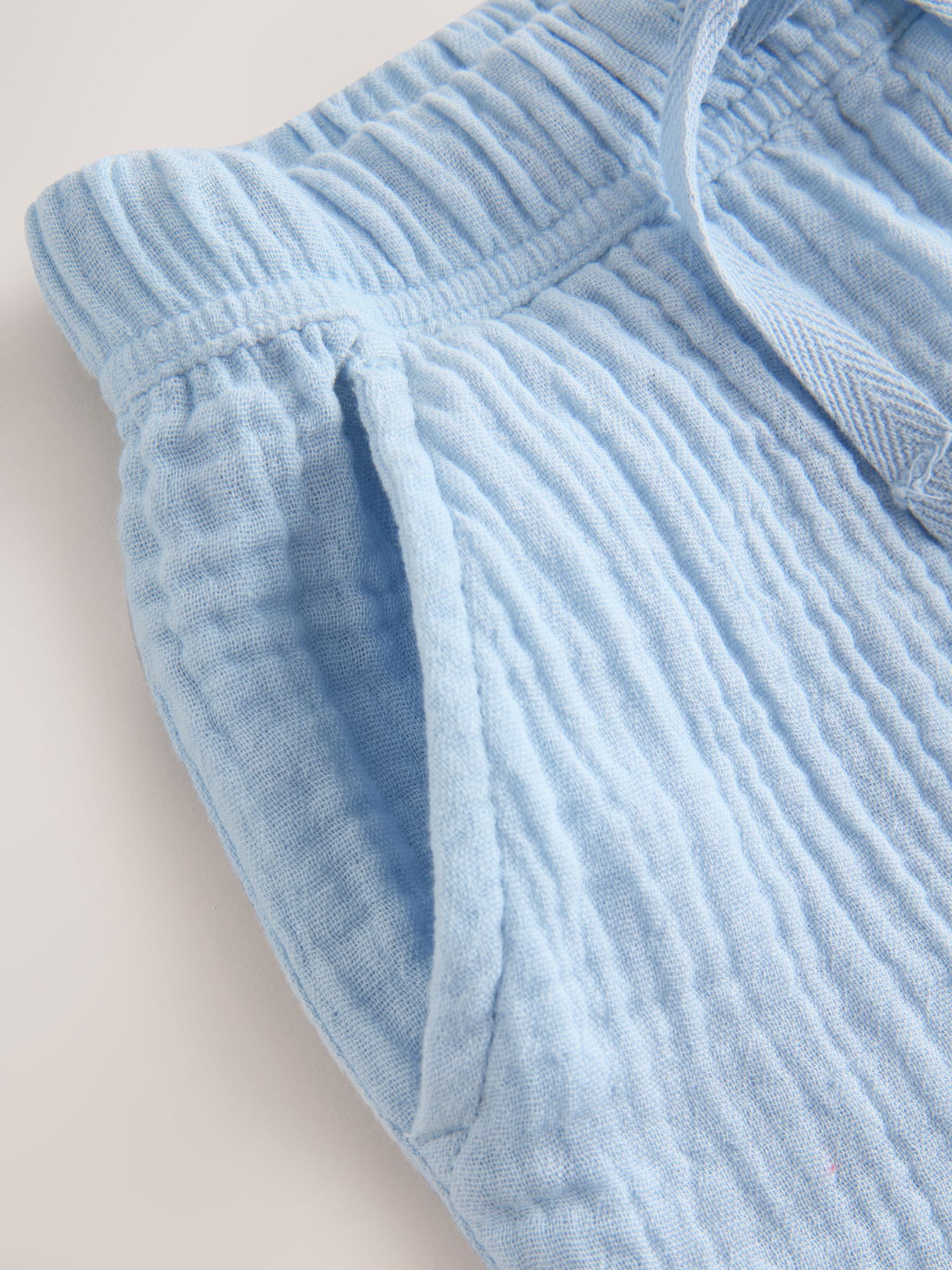 Light Blue Plain Short Sleeve Double Cloth Shirt & Shorts Set (3mths-10yrs) image 9