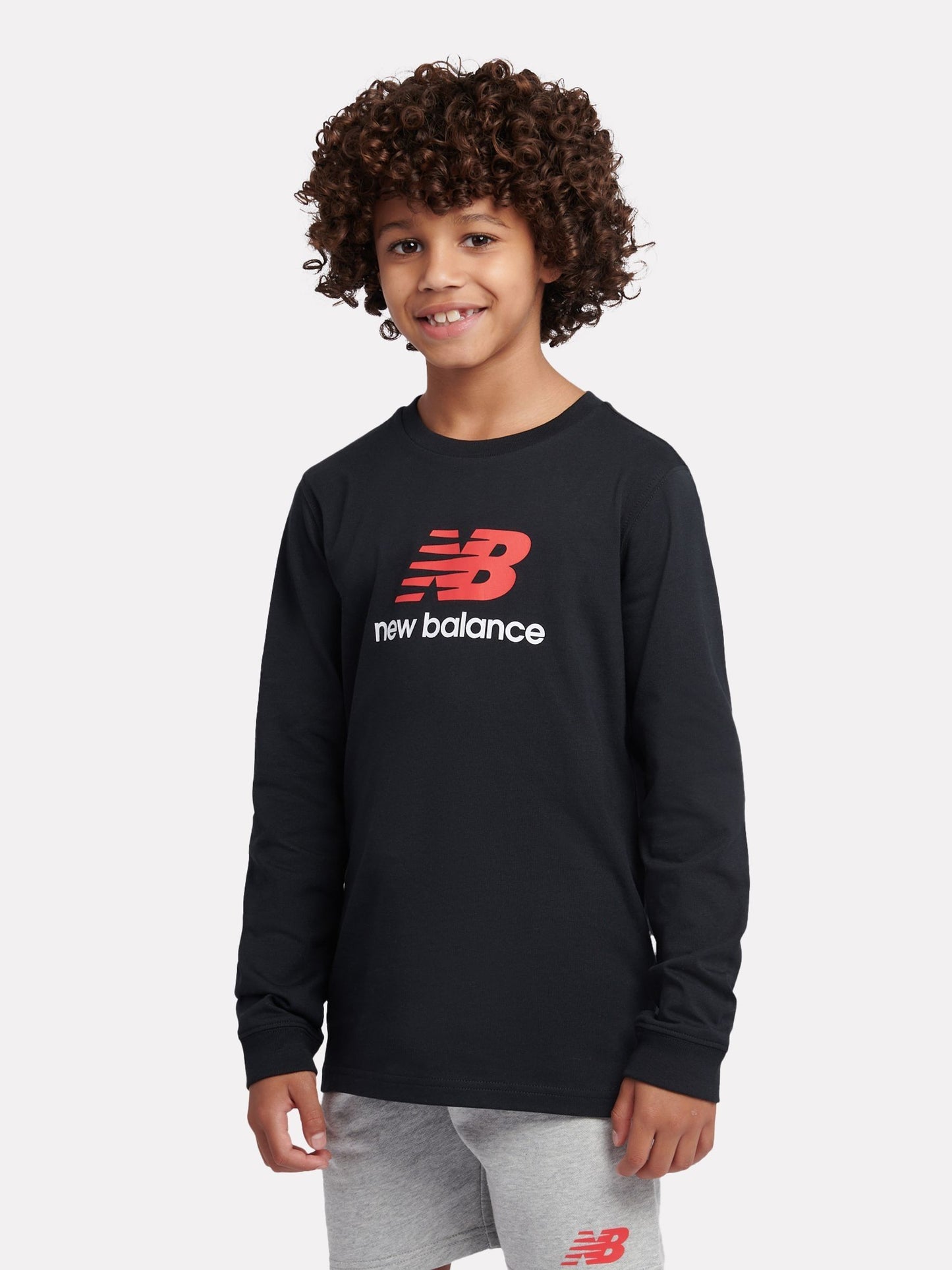 Dsiney Kidz - New Balance Black Jersey Stacked Logo Long Sleeve T-Shirt image 1