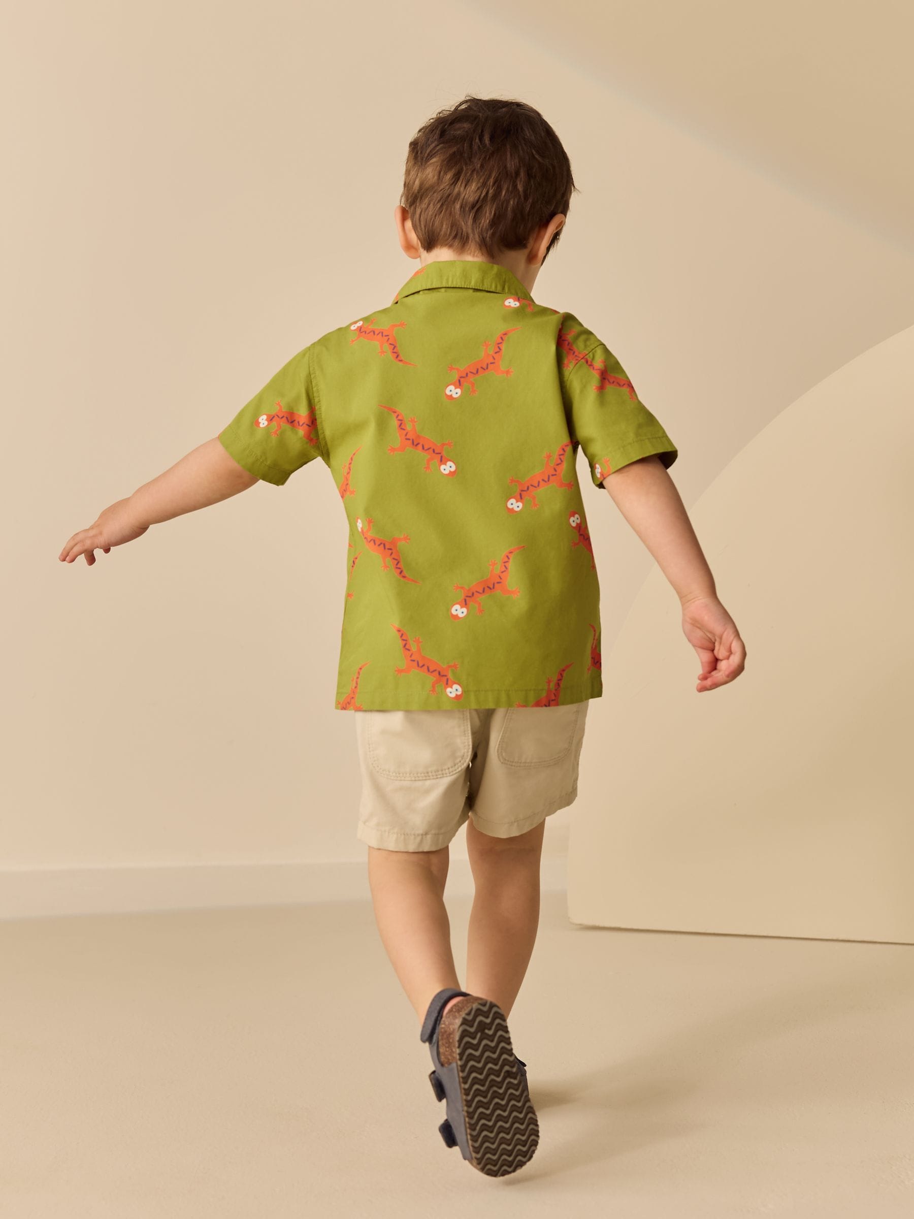 Dsiney Kidz - Green All Over Print Ghecko Short Sleeve Revere Collar Printed Shirt (3mths-7yrs) image 3