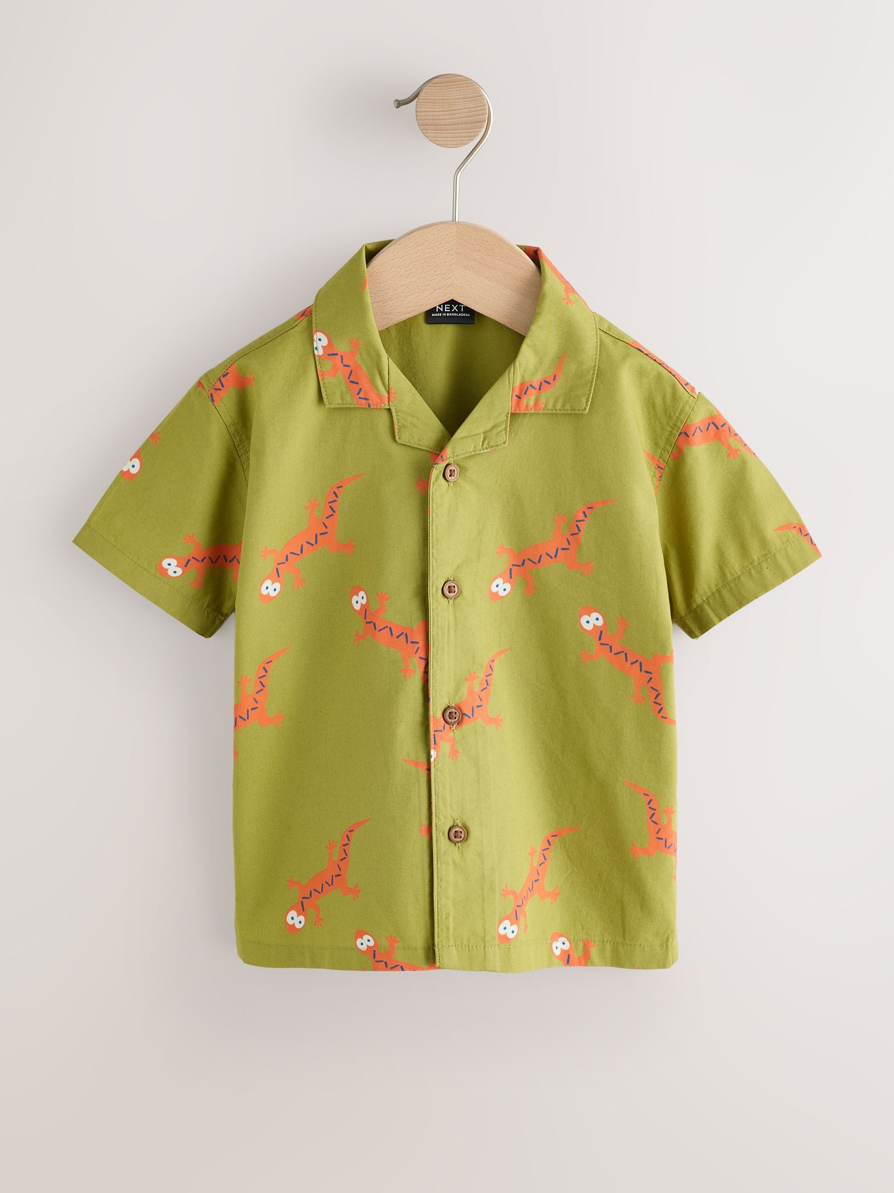 Dsiney Kidz - Green All Over Print Ghecko Short Sleeve Revere Collar Printed Shirt (3mths-7yrs) image 4