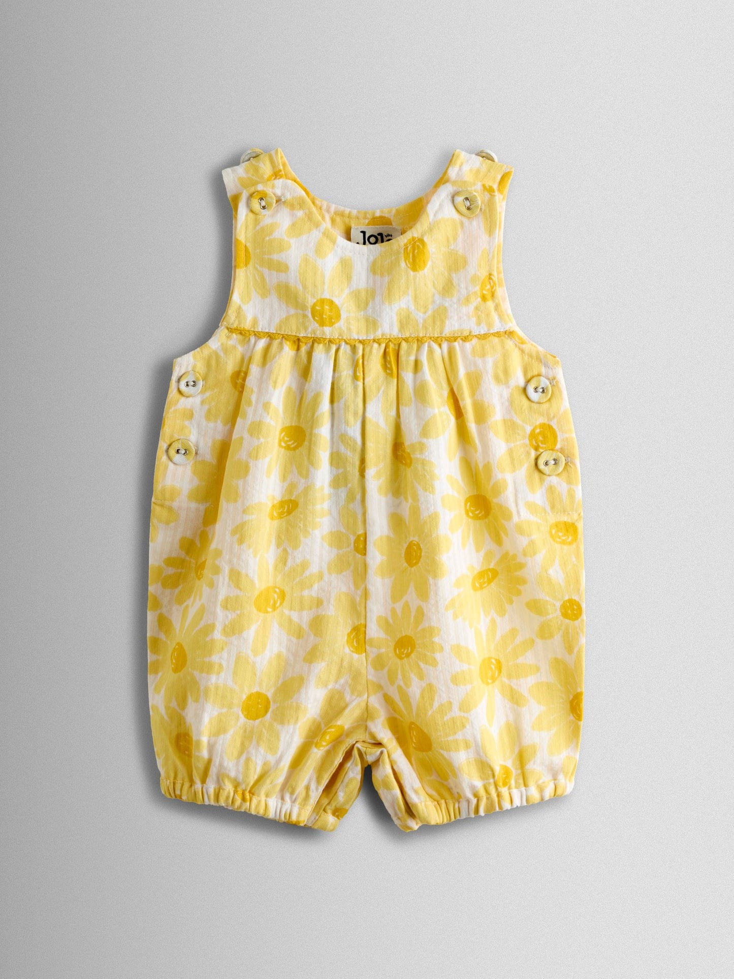 JoJo Maman Bébé Yellow Printed Seersucker Dungaree image 1