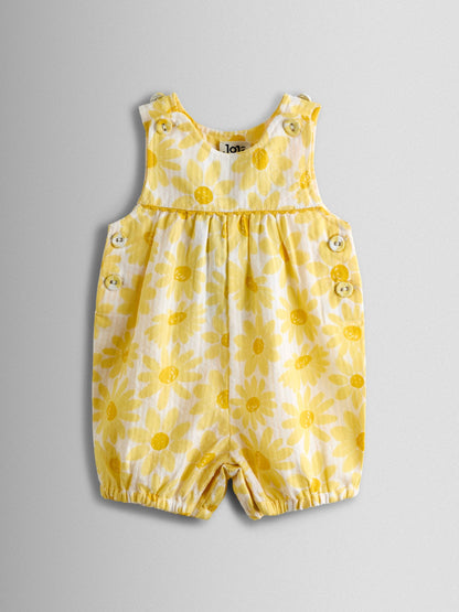 JoJo Maman Bébé Yellow Printed Seersucker Dungaree image 1