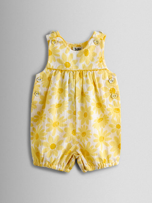 JoJo Maman Bébé Yellow Printed Seersucker Dungaree image 1