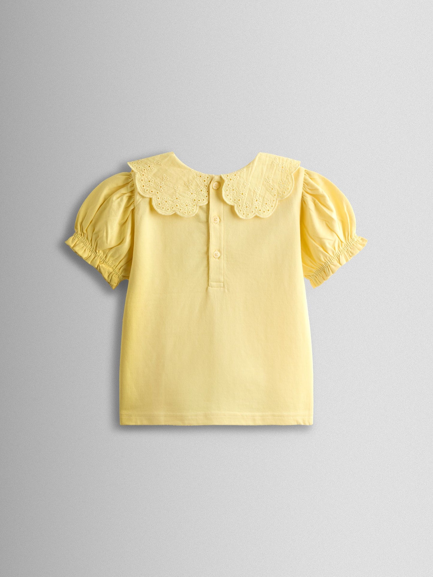 JoJo Maman Bébé Light Yellow Broderie Collar T-shirt image 2