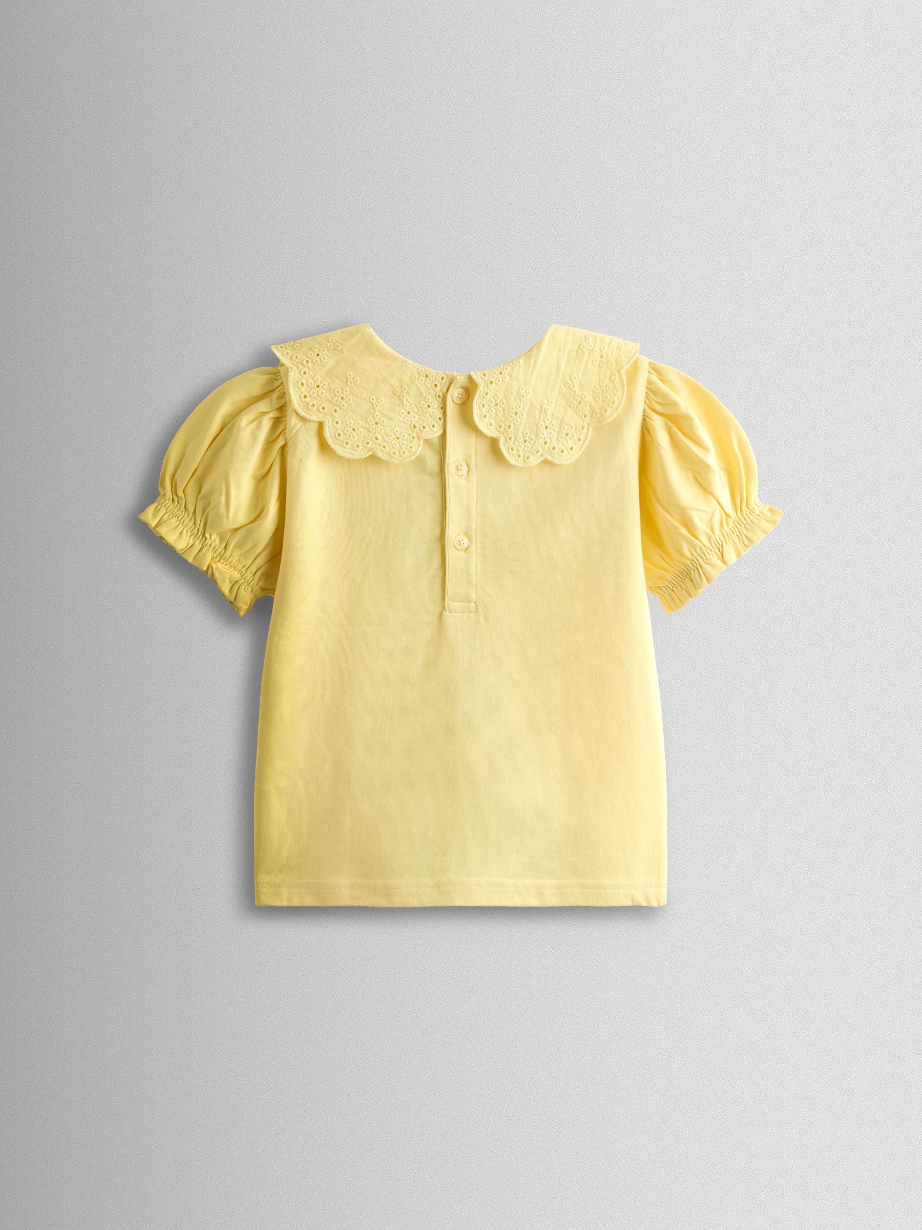 JoJo Maman Bébé Light Yellow Broderie Collar T-shirt image 2