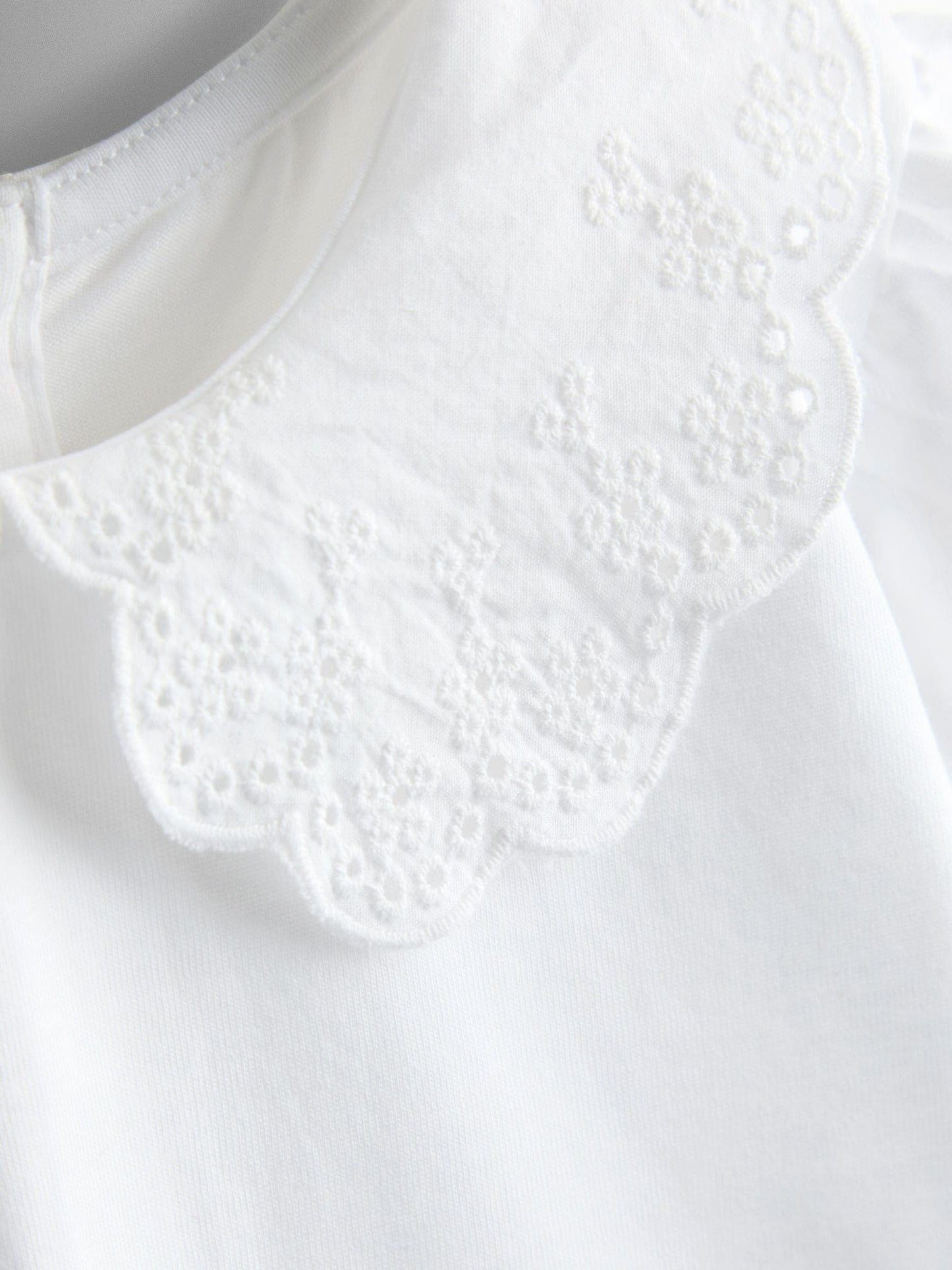 JoJo Maman Bébé Pure White Broderie Collar T-shirt image 3
