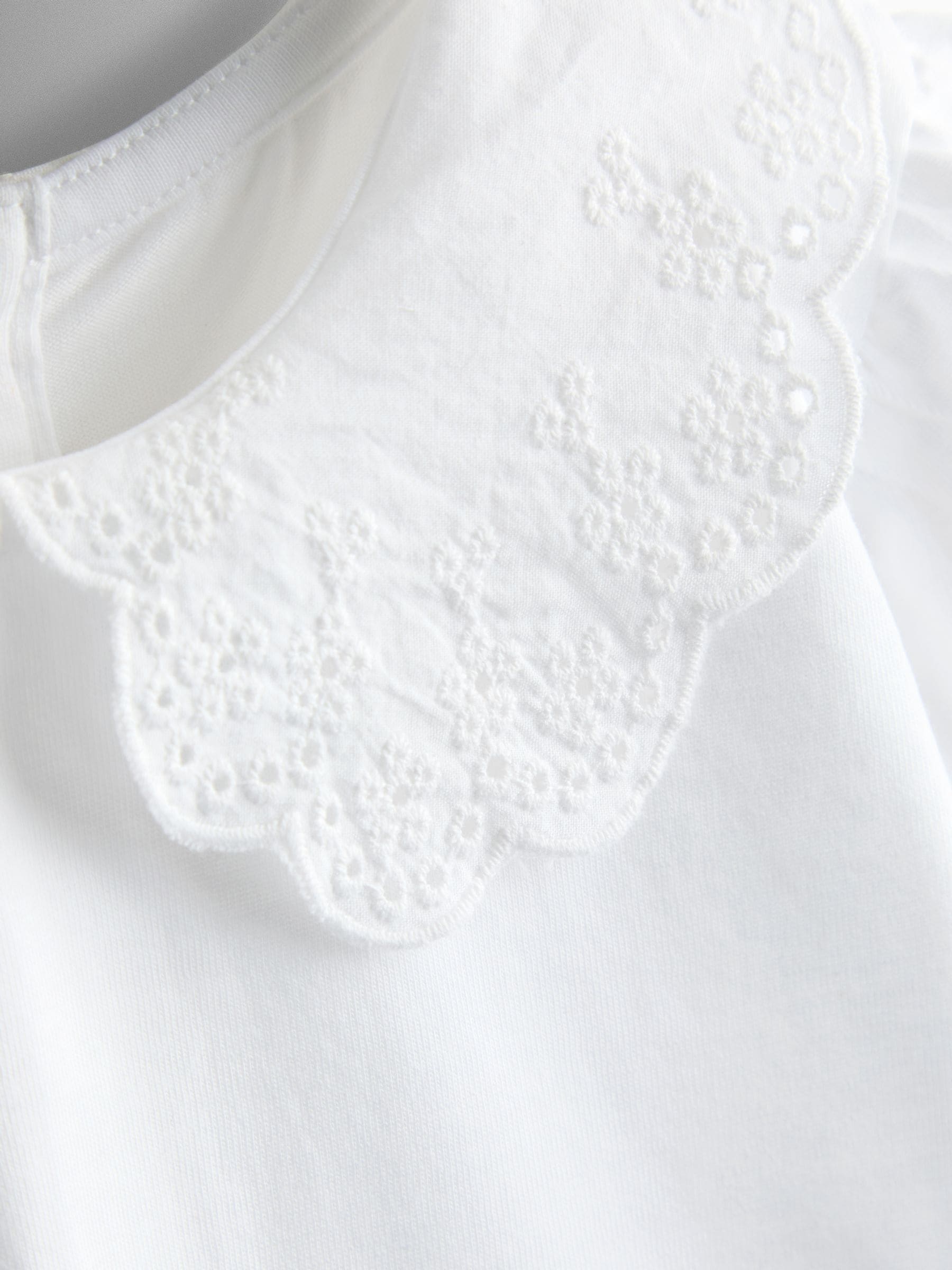 JoJo Maman Bébé Pure White Broderie Collar T-shirt image 3