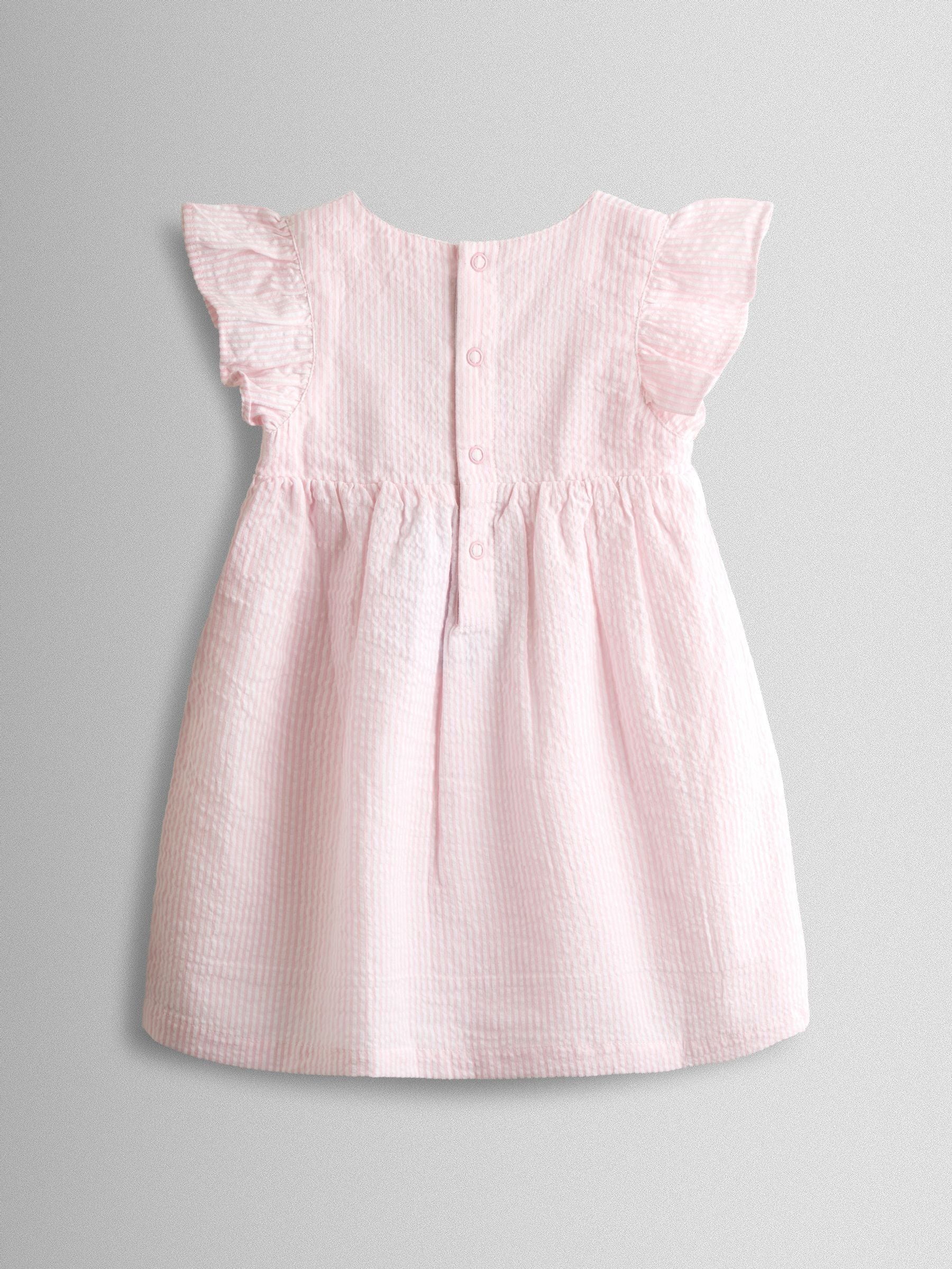 JoJo Maman Bébé Pink Bunny Embroidered Baby Dress, Knicker & Hat Set image 2