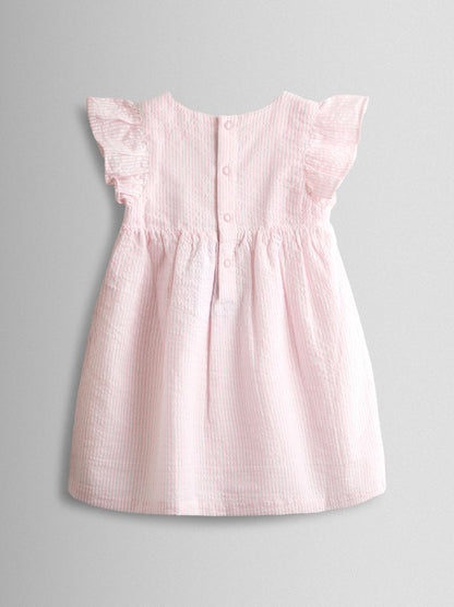 JoJo Maman Bébé Pink Bunny Embroidered Baby Dress, Knicker & Hat Set image 2