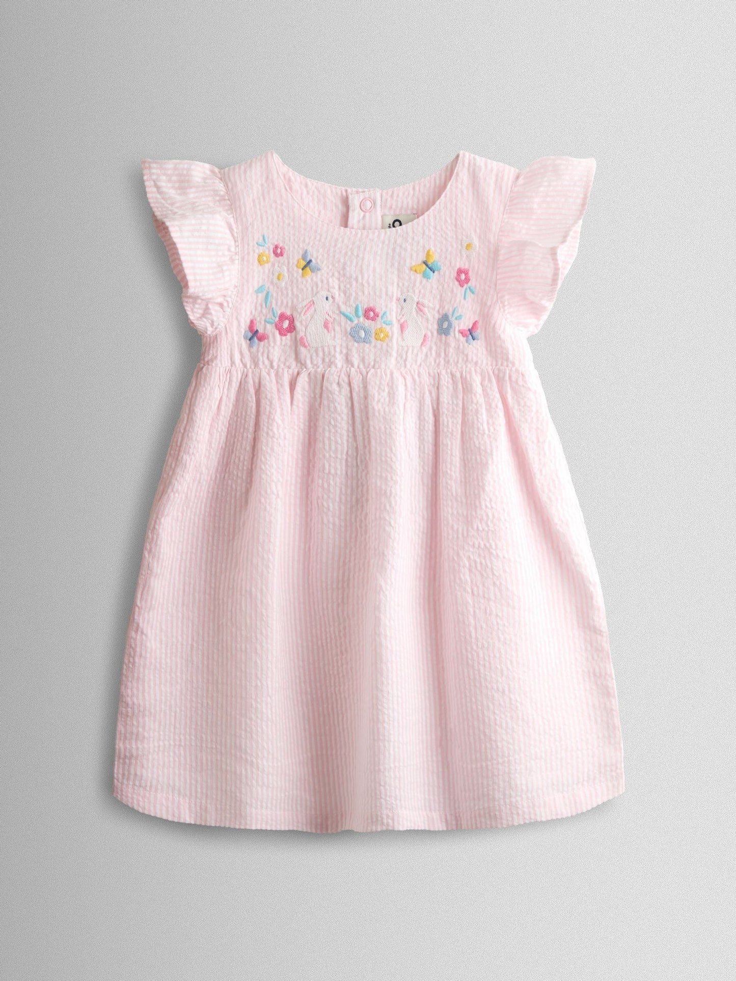 JoJo Maman Bébé Pink Bunny Embroidered Baby Dress, Knicker & Hat Set image 3