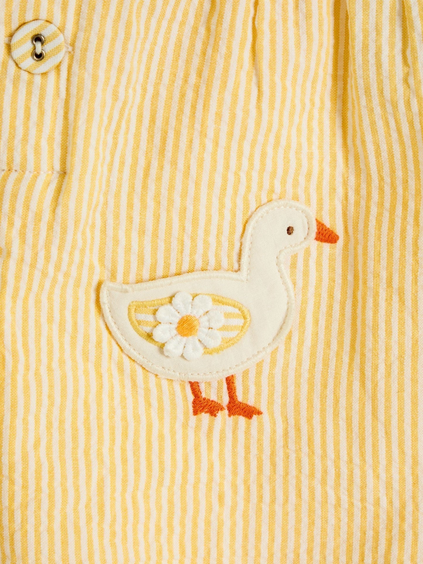 JoJo Maman Bébé Yellow Duck Appliqué Pocket Smocked Dungarees image 4
