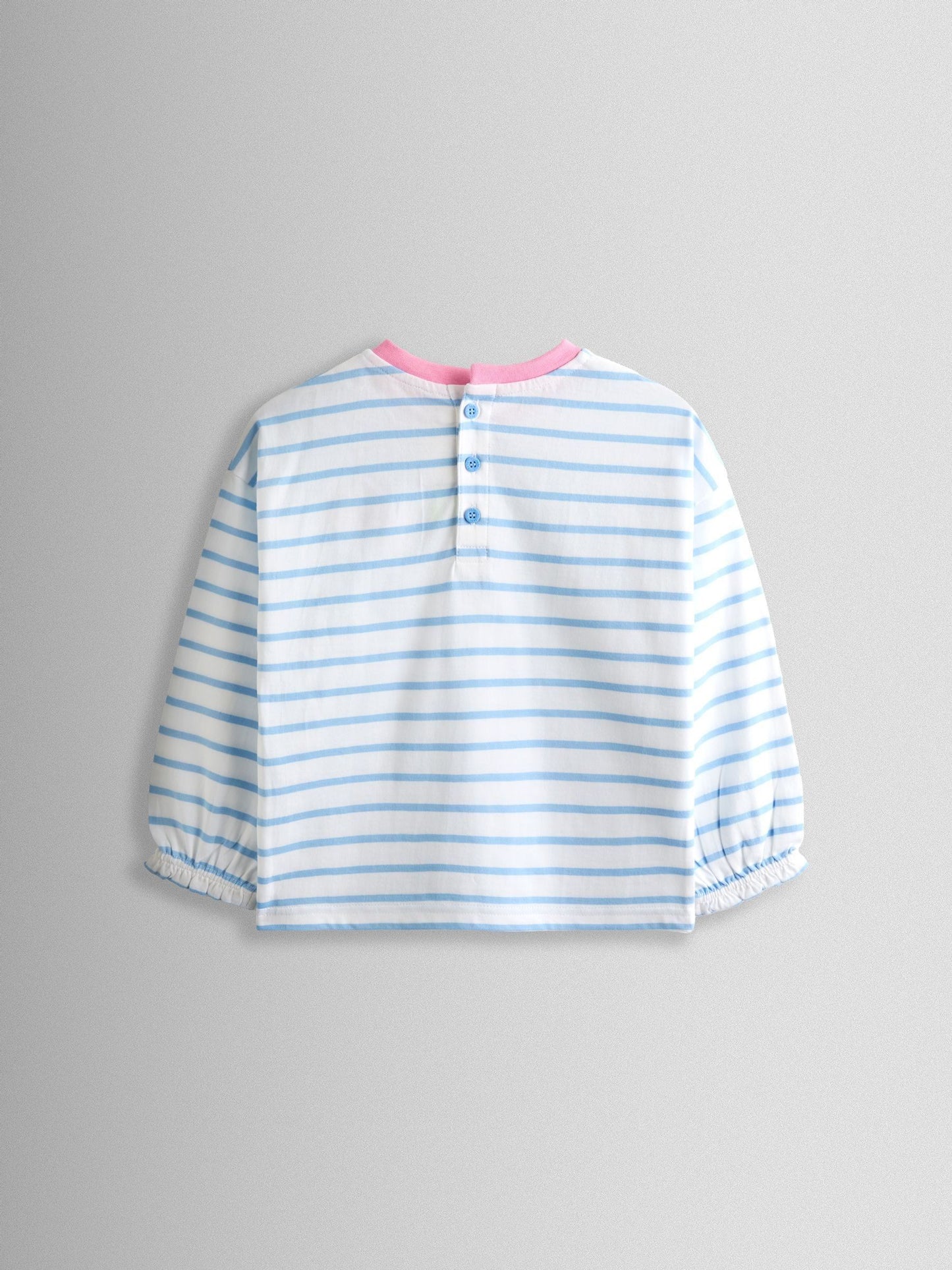 JoJo Maman Bébé Cornflower Blue Strawberry Appliqué Stripe Top image 2