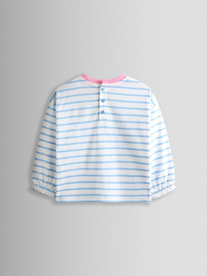 JoJo Maman Bébé Cornflower Blue Strawberry Appliqué Stripe Top image 2
