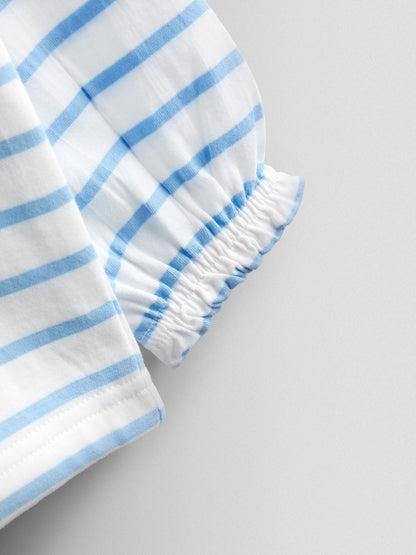 JoJo Maman Bébé Cornflower Blue Strawberry Appliqué Stripe Top image 4