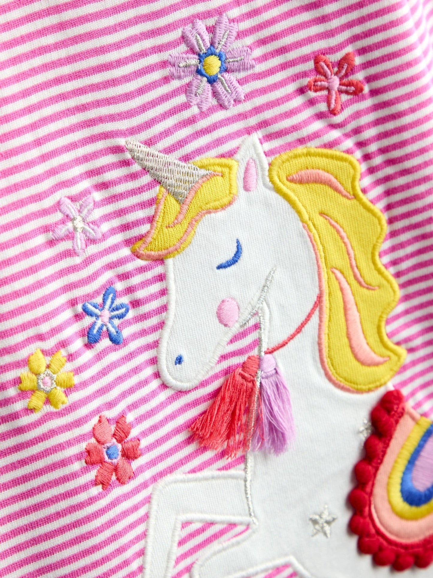 Dsiney Kidz - JoJo Maman Bébé Pink Unicorn Appliqué Stripe Top image 3