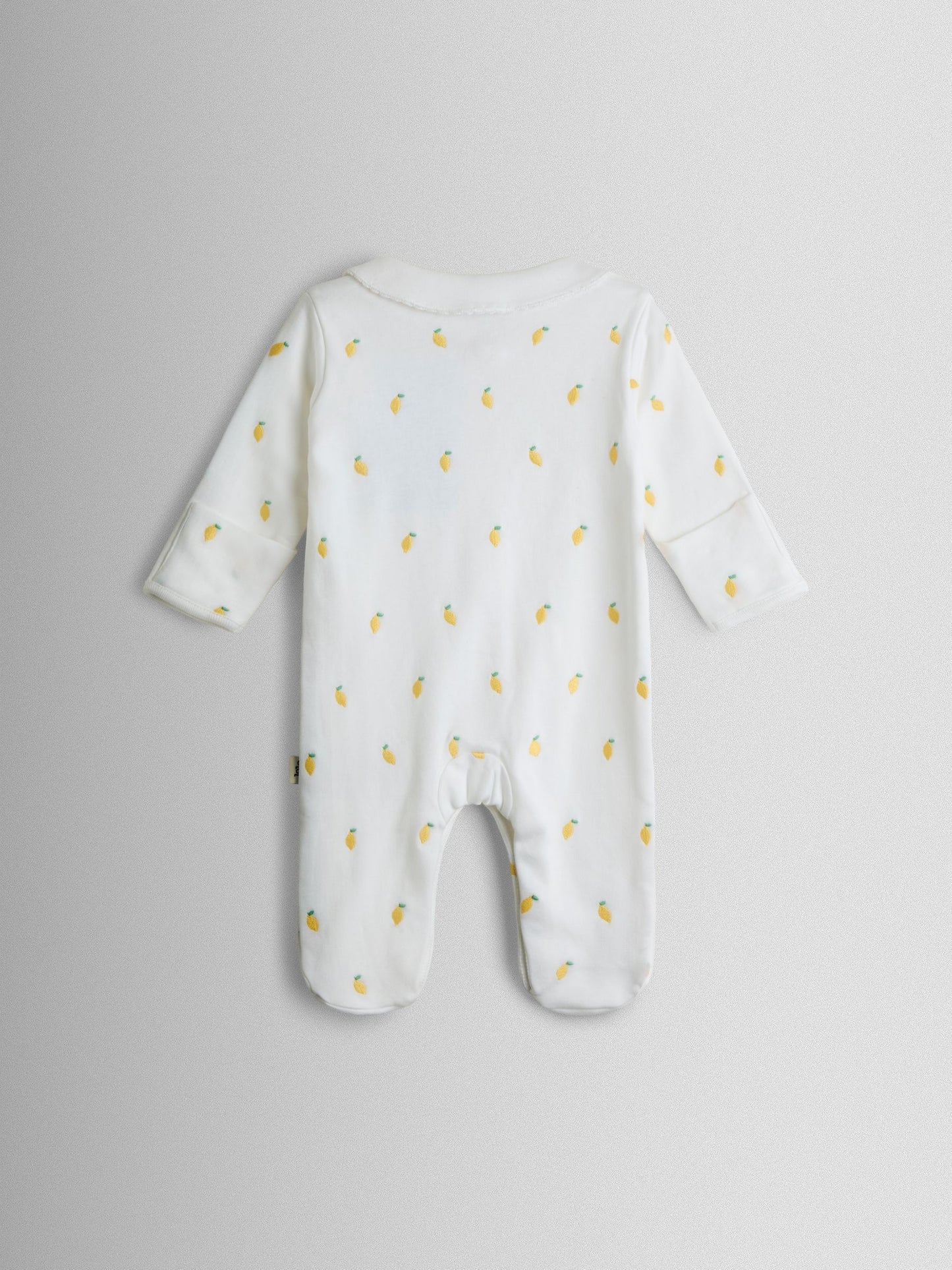 JoJo Maman Bébé White Lemon Cotton Footed Embroidered Sleepsuit image 3