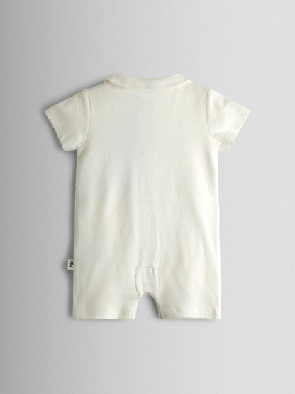 JoJo Maman Bébé White Hot Air Balloon Embroidered Organic Cotton Short Sleeve Sleepsuit image 3