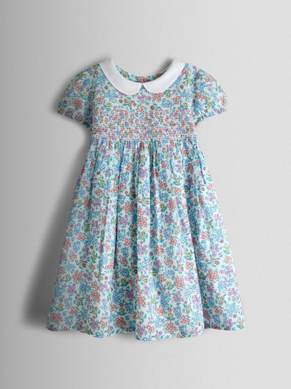 JoJo Maman Bébé Cream Collared Ditsy Floral Smocked Dress image 2