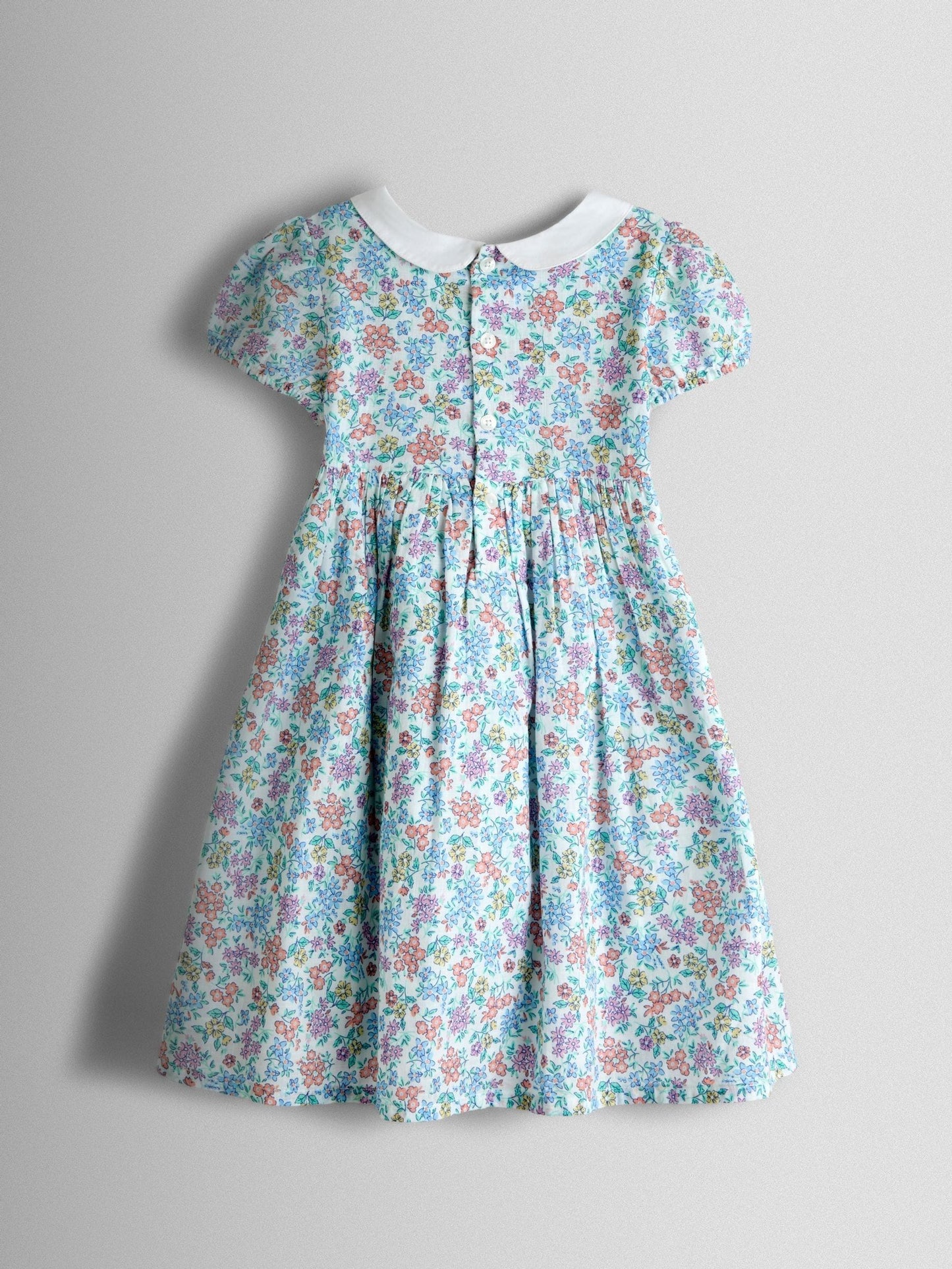 JoJo Maman Bébé Cream Collared Ditsy Floral Smocked Dress image 3