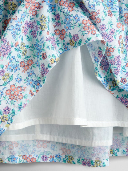JoJo Maman Bébé Cream Collared Ditsy Floral Smocked Dress image 5