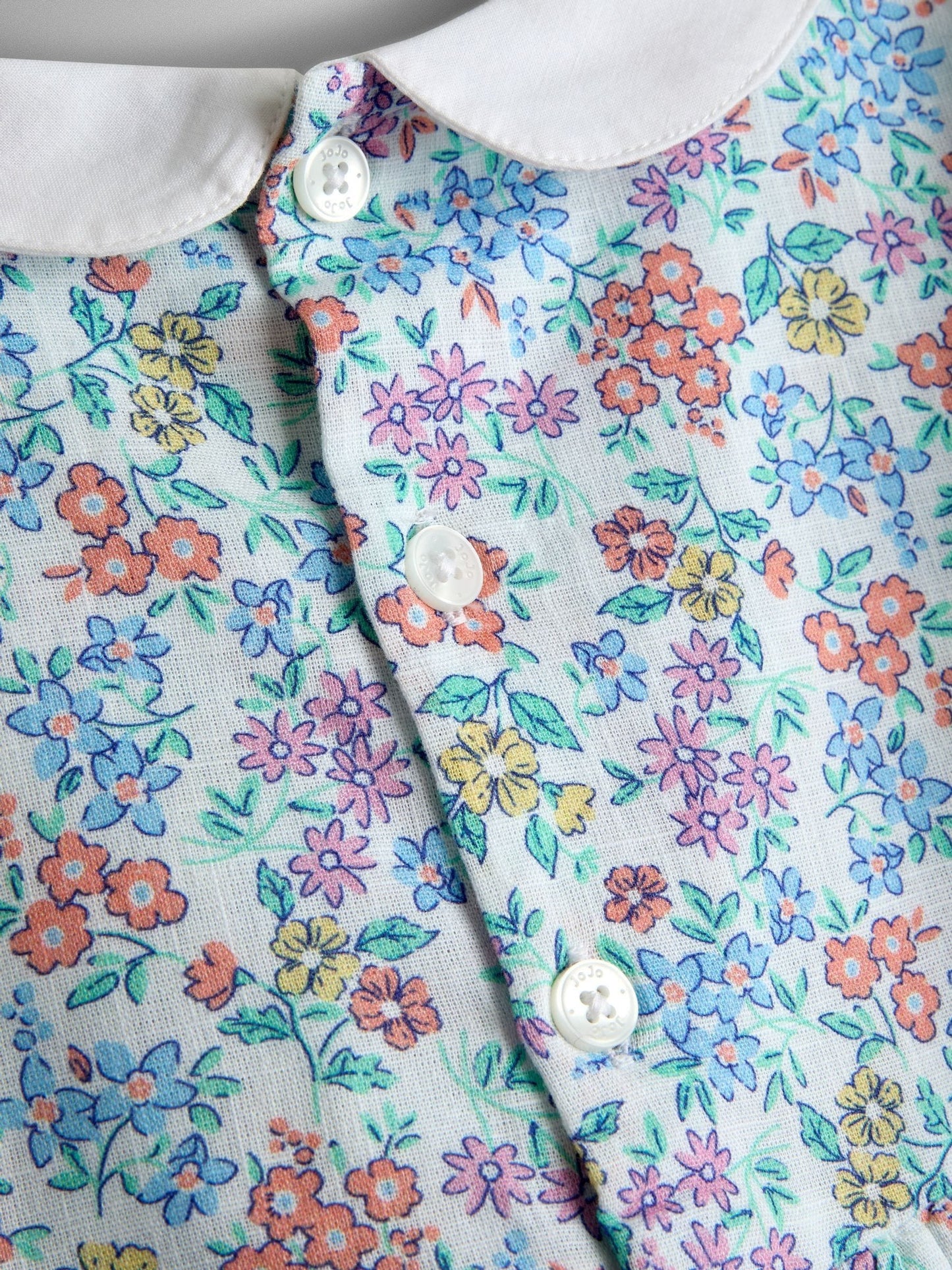 JoJo Maman Bébé Cream Collared Ditsy Floral Smocked Dress image 6