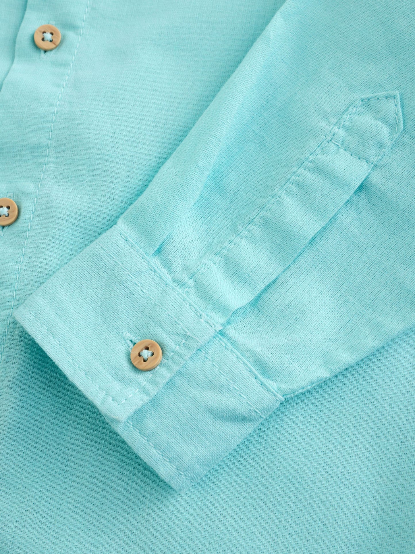 Dsiney Kidz - Aqua Blue Long Sleeve Relaxed Linen Blend Shirt (3-16yrs) image 3