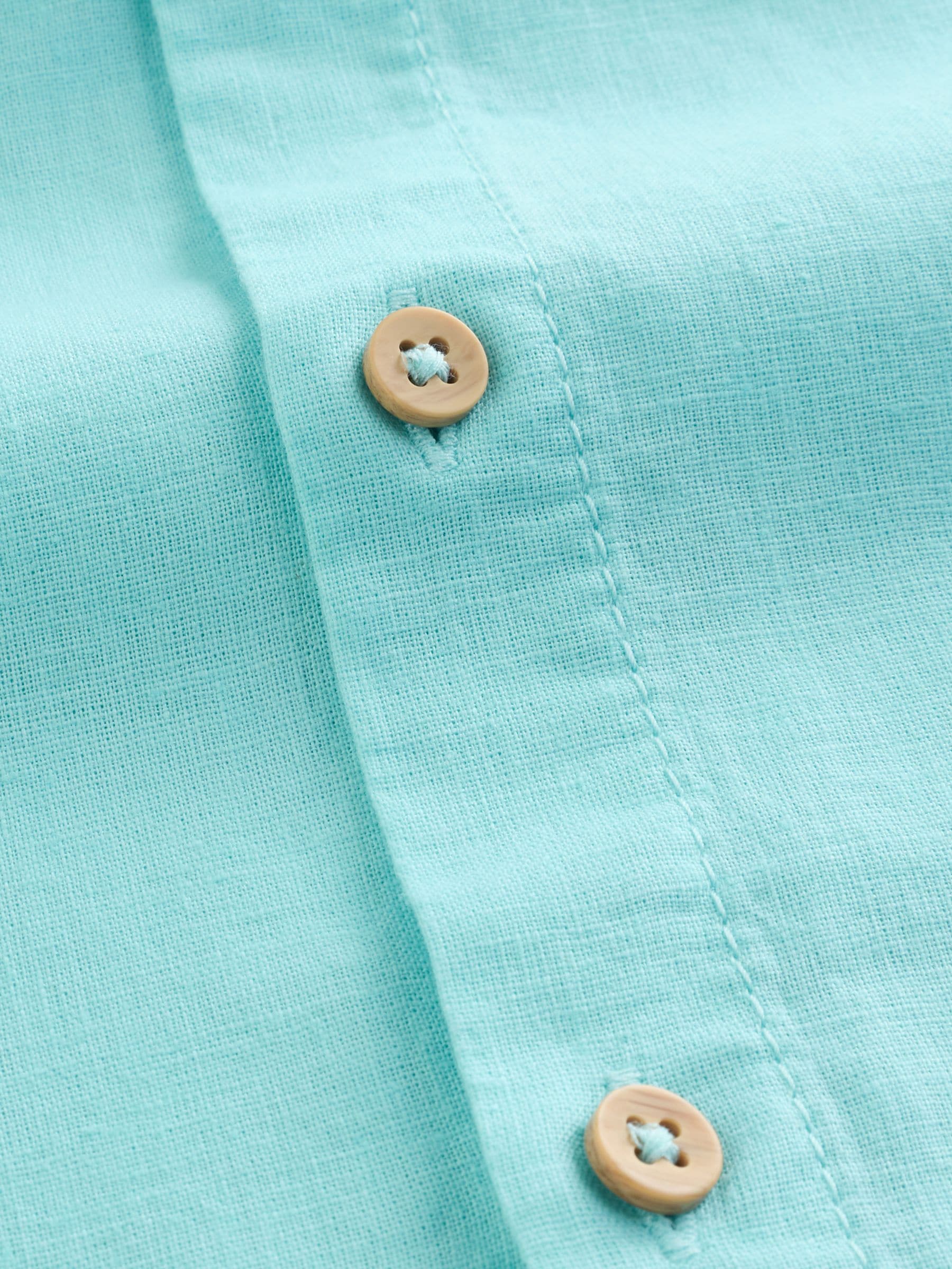 Dsiney Kidz - Aqua Blue Long Sleeve Relaxed Linen Blend Shirt (3-16yrs) image 5