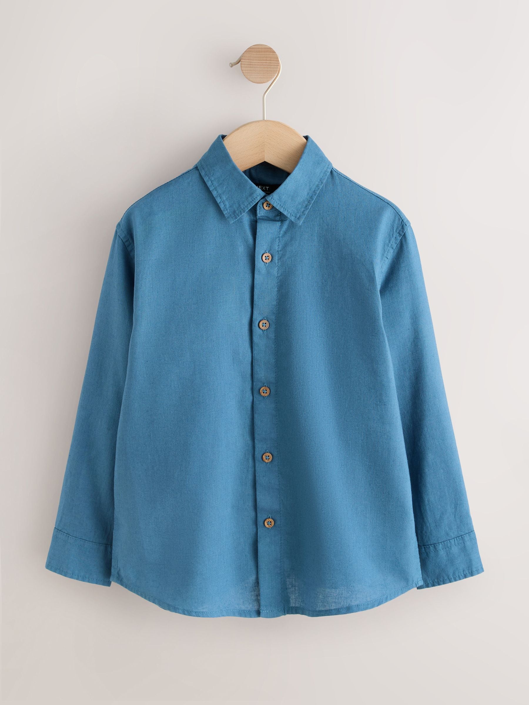 Dsiney Kidz - Mid Blue Long Sleeve Relaxed Linen Blend Shirt (3-16yrs) image 1