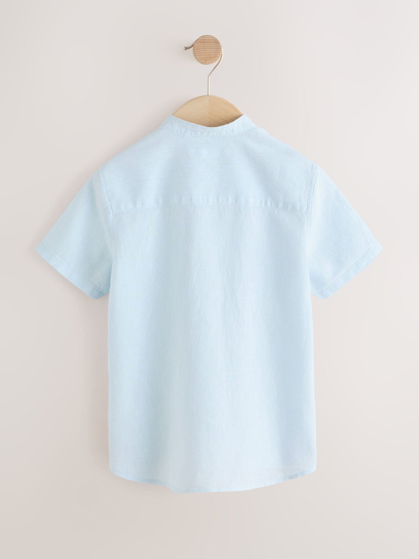 Dsiney Kidz - Pale Blue Short Sleeve Linen Blend Grandad Collar Shirt (3-16yrs) image 2