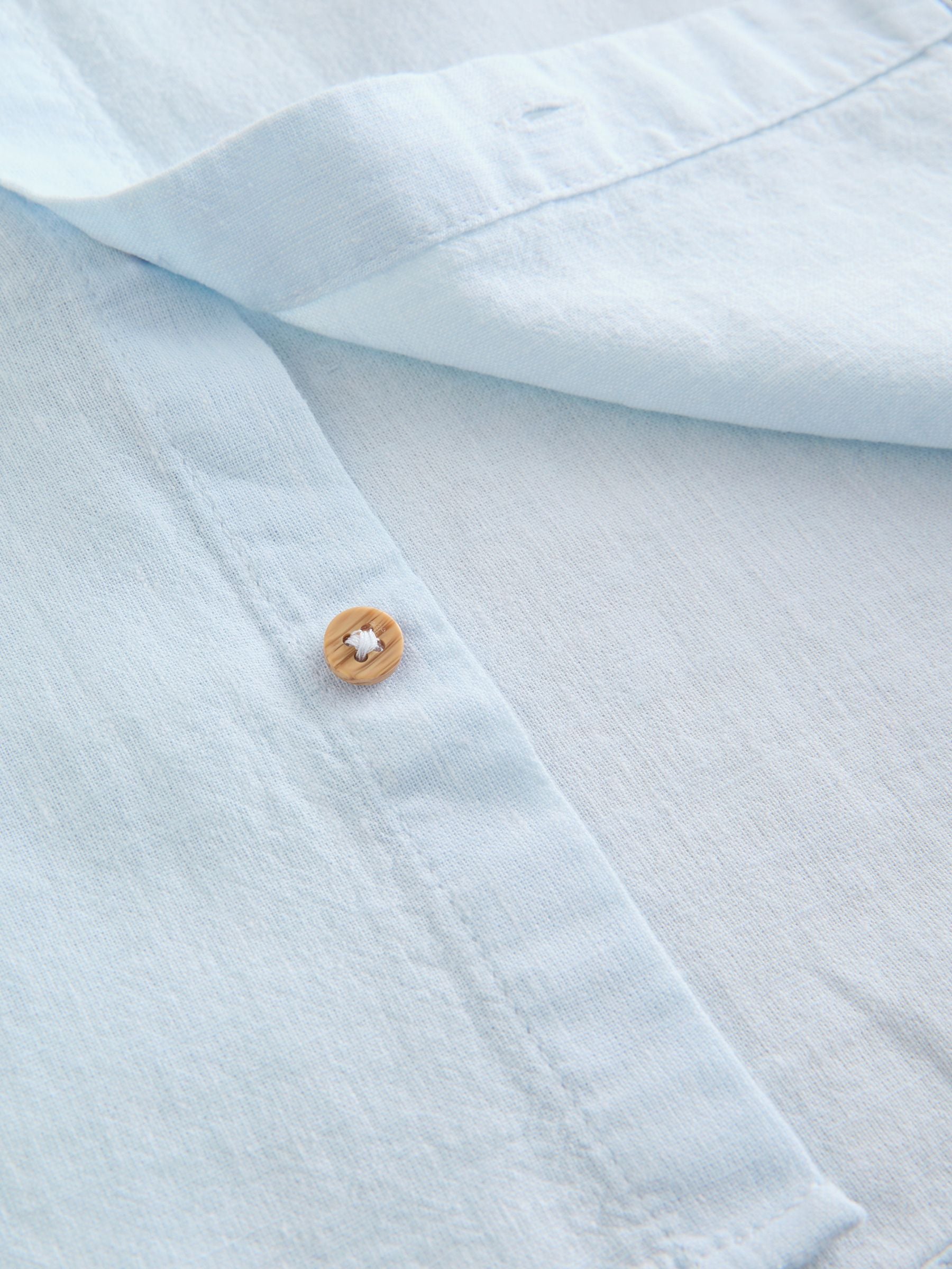 Dsiney Kidz - Pale Blue Short Sleeve Linen Blend Grandad Collar Shirt (3-16yrs) image 5