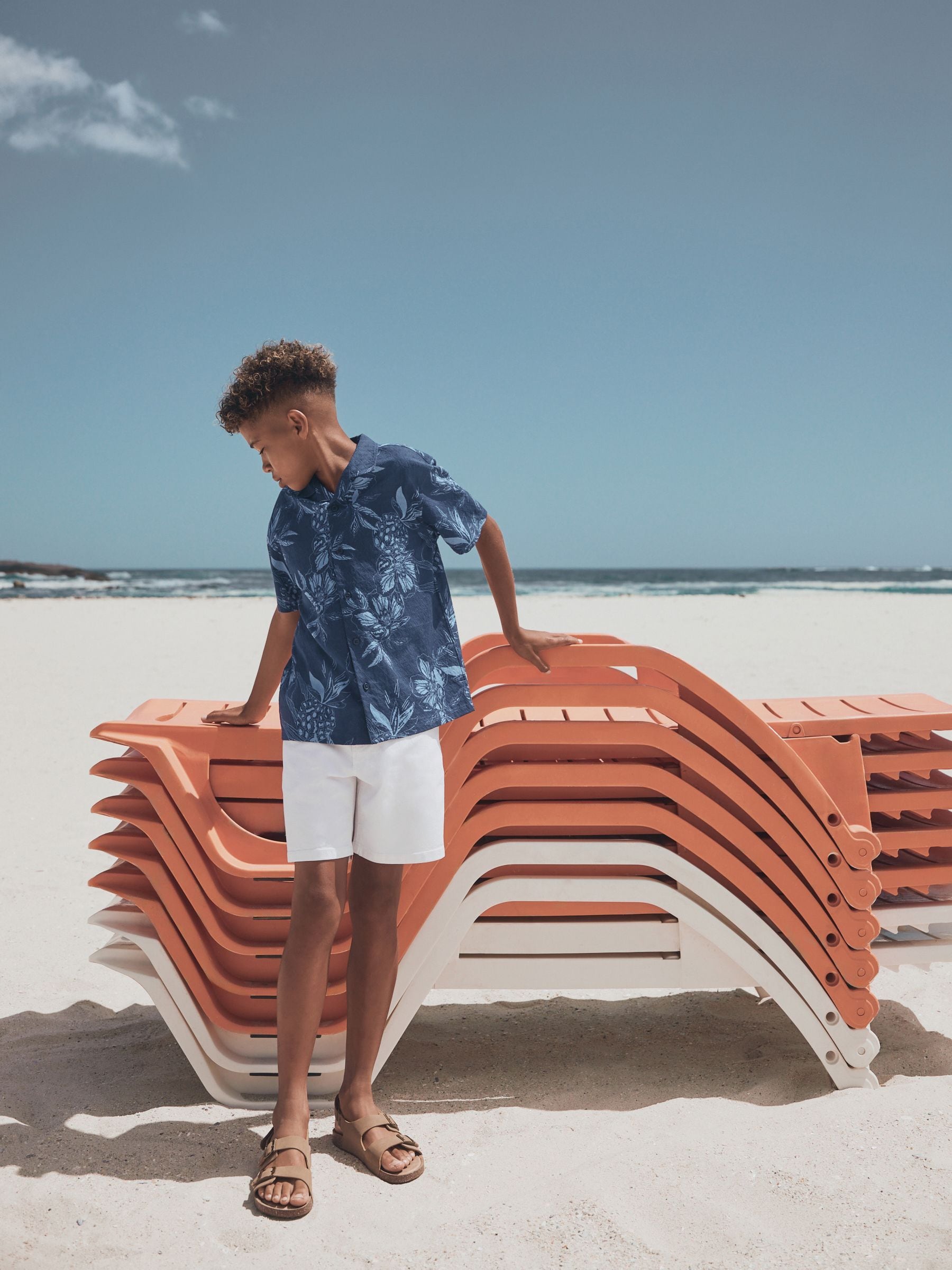 Dsiney Kidz - Navy Pinapple Print Short Sleeve Revere Collar Shirt (3-16yrs) image 12
