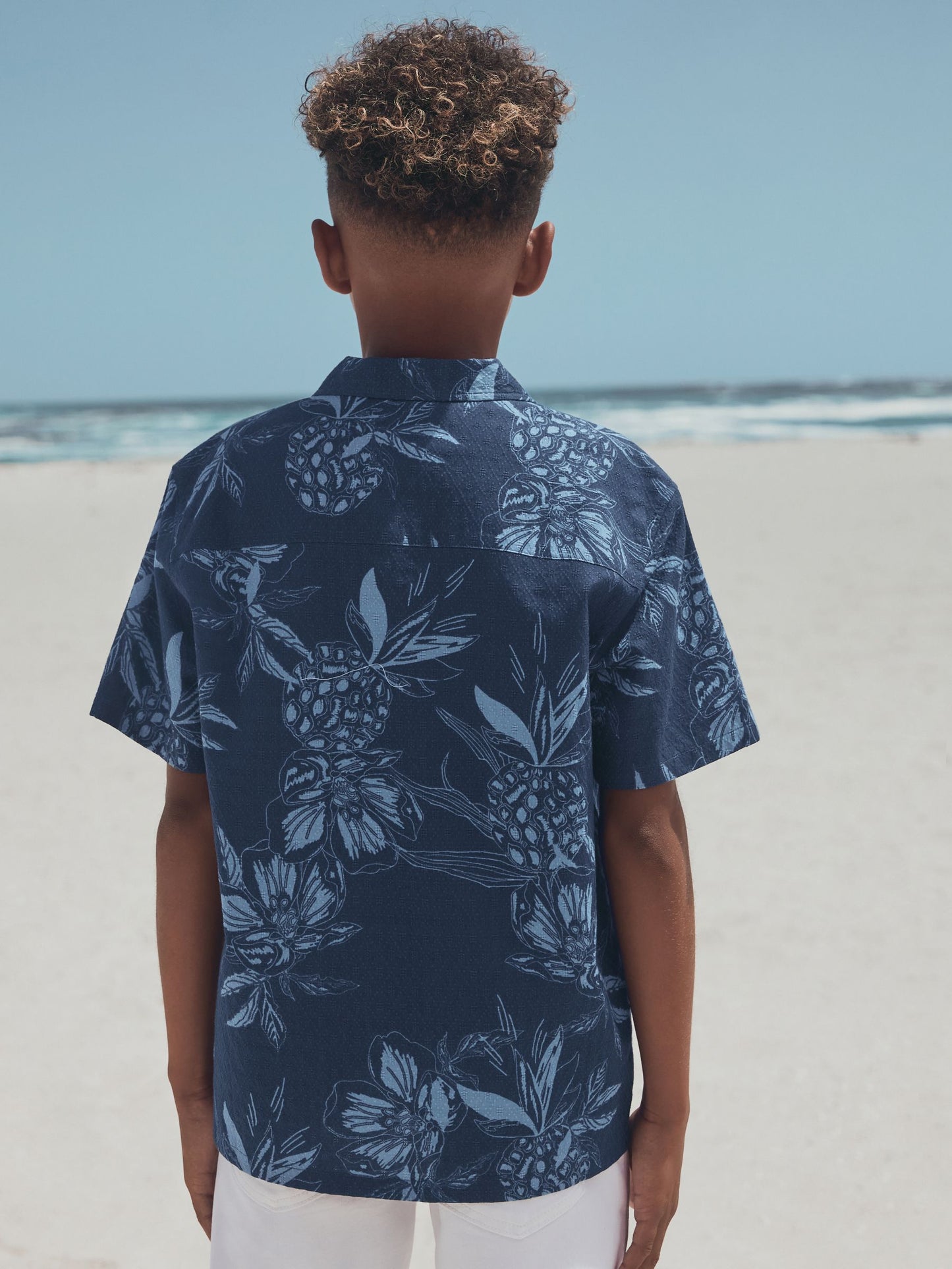 Dsiney Kidz - Navy Pinapple Print Short Sleeve Revere Collar Shirt (3-16yrs) image 2