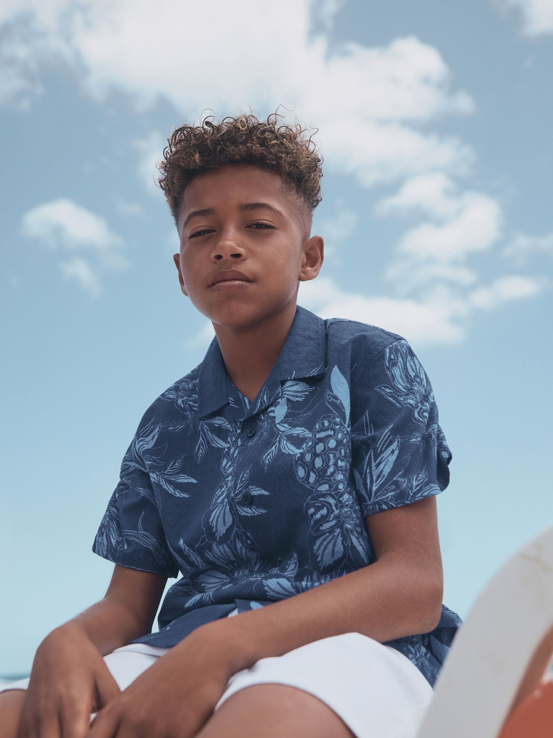 Dsiney Kidz - Navy Pinapple Print Short Sleeve Revere Collar Shirt (3-16yrs) image 3