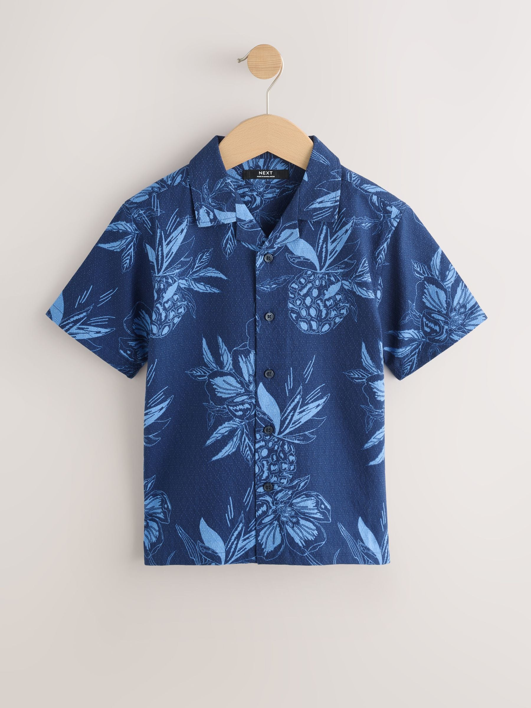 Dsiney Kidz - Navy Pinapple Print Short Sleeve Revere Collar Shirt (3-16yrs) image 5