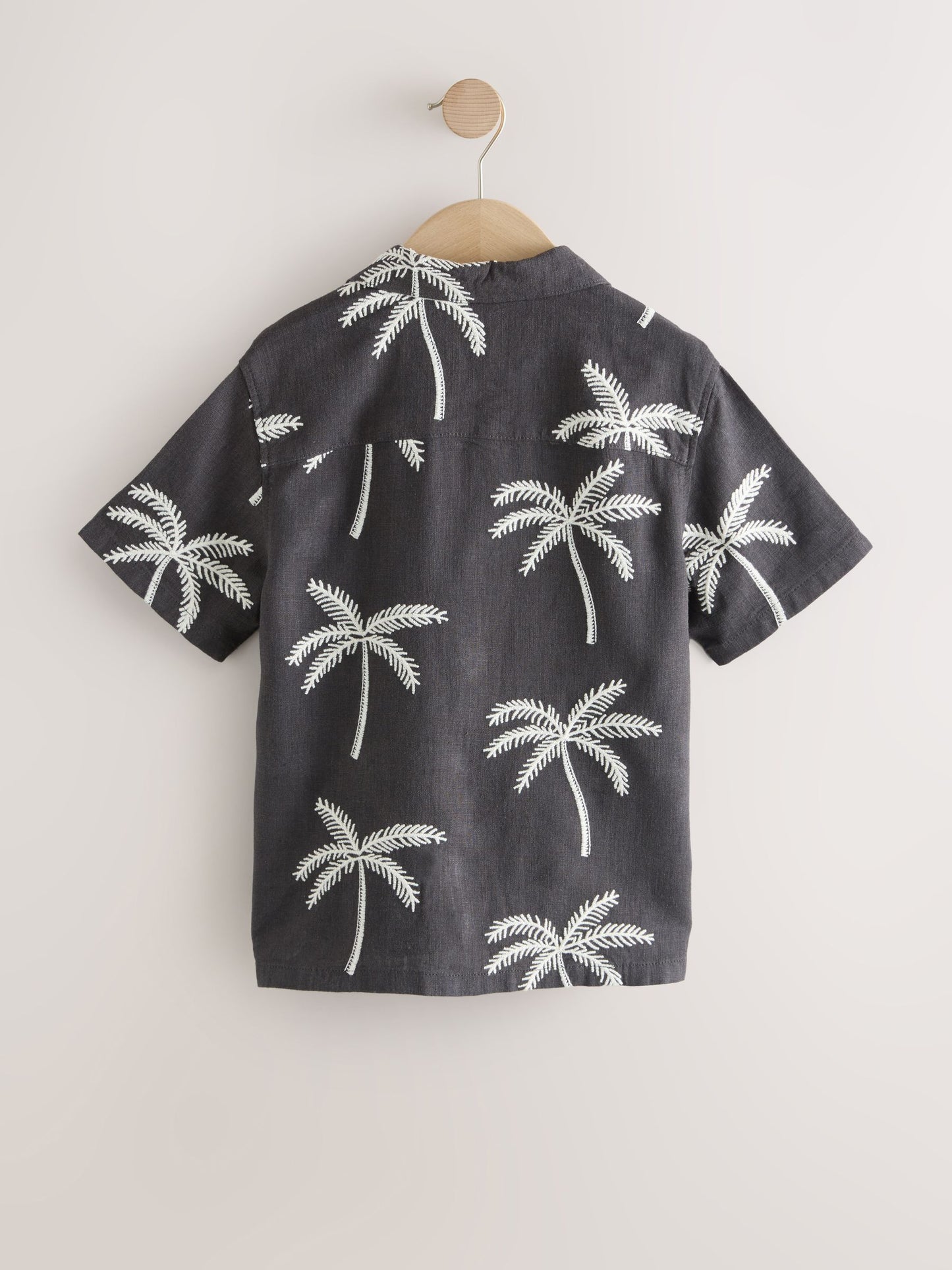 Dsiney Kidz - Black Palm Embroidery Short Sleeve Revere Collar Shirt (3-16yrs) image 2