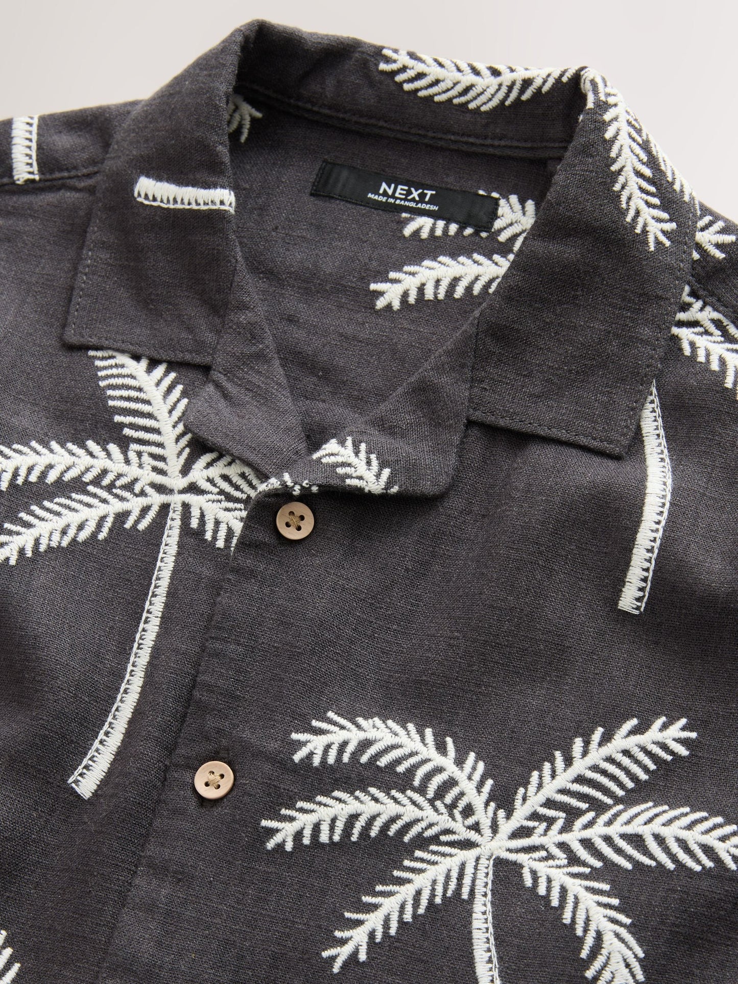 Dsiney Kidz - Black Palm Embroidery Short Sleeve Revere Collar Shirt (3-16yrs) image 3
