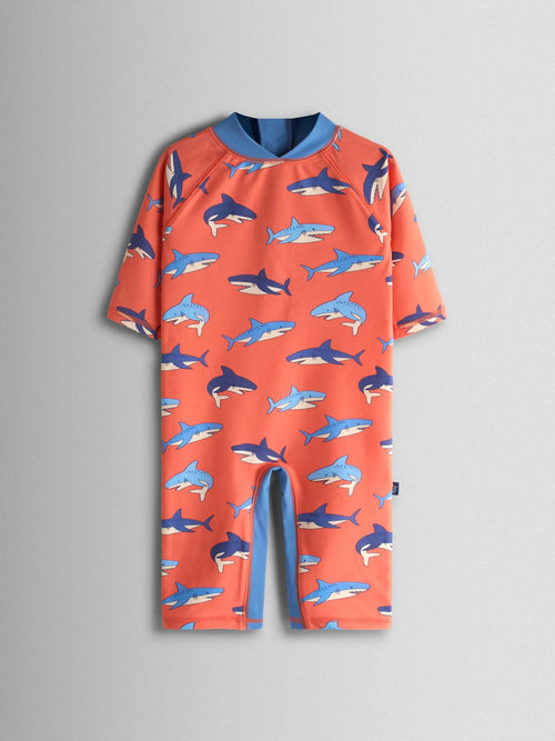 JoJo Maman Bébé Orange Shark UV Sunsafe Suit image 1