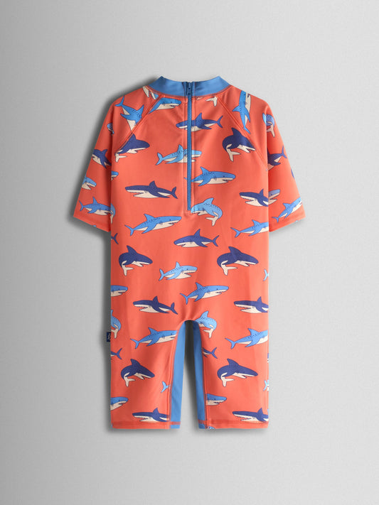JoJo Maman Bébé Orange Shark UV Sunsafe Suit image 2