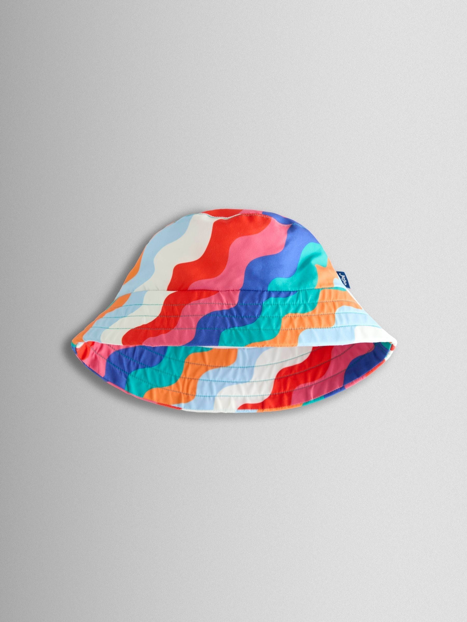 JoJo Maman Bébé Multi-Coloured Wavy Stripe Swim Bucket Hat image 2