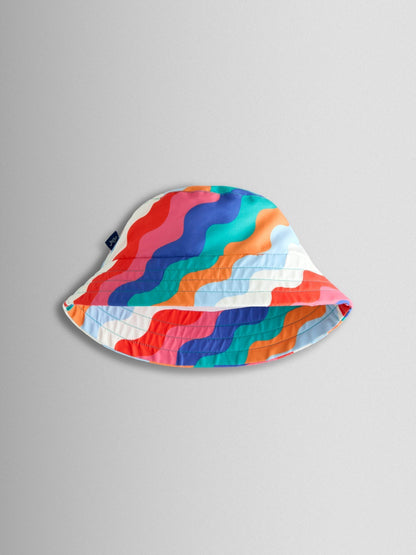 JoJo Maman Bébé Multi-Coloured Wavy Stripe Swim Bucket Hat image 3