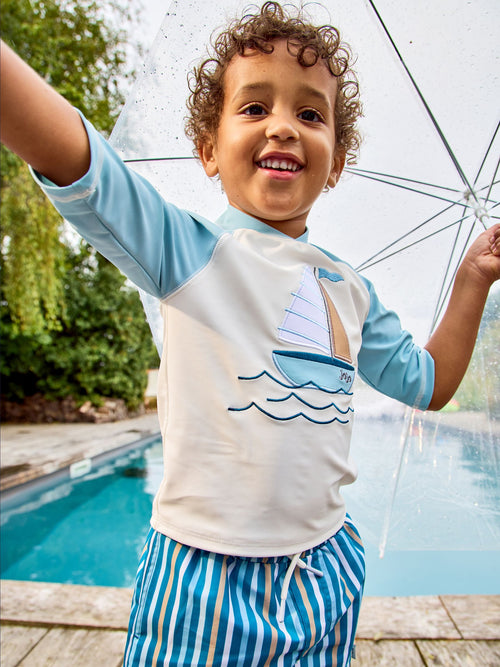 JoJo Maman Bébé Blue Applique Long Sleeve Rash Vest Set image 1