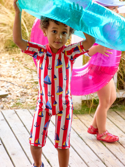 JoJo Maman Bébé Red Nautical UV Sunsafe Suit image 1