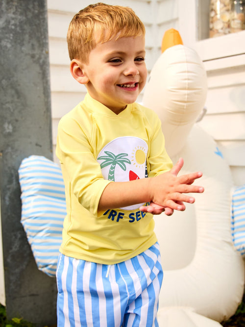 JoJo Maman Bébé Yellow Surf Seeker Appliqué Sunsafe Rash Vest Set image 1