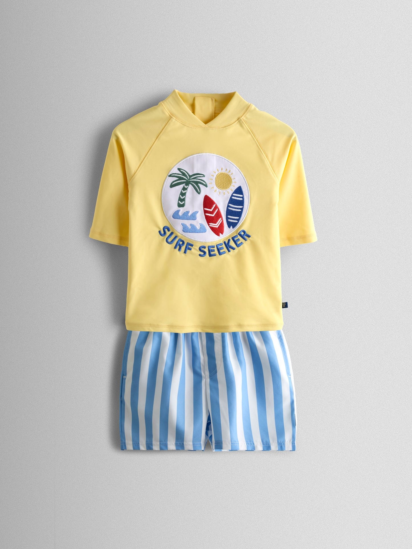 JoJo Maman Bébé Yellow Surf Seeker Appliqué Sunsafe Rash Vest Set image 2
