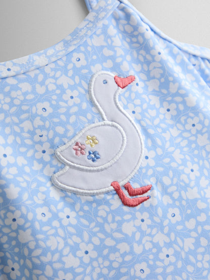 JoJo Maman Bébé Blue Ditsy Duck Appliqué Swimsuit With Integral Nappy image 4