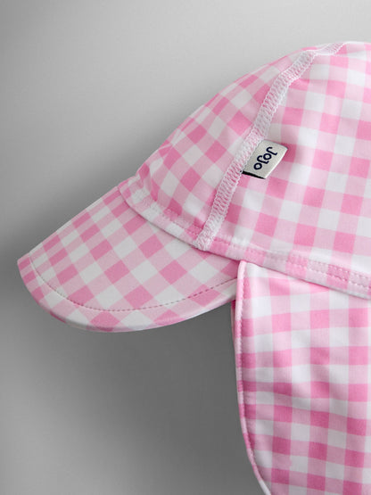JoJo Maman Bébé Pink Gingham UV Sun Protection Swim Hat image 2