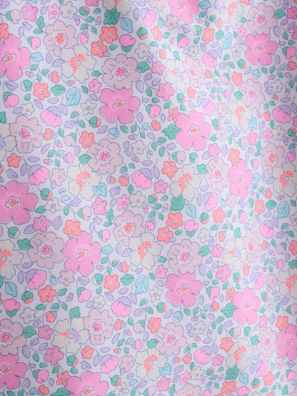 JoJo Maman Bébé Pink Neon Ditsy Floral Asymmetric Ruffle Swimsuit image 5