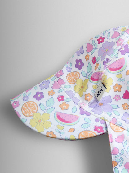 JoJo Maman Bébé Lilac Fruit Ditsy UV Sun Protection Swim Hat image 3